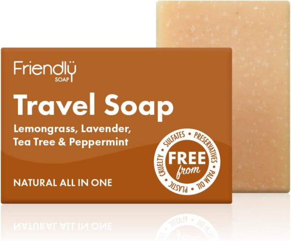 Friendly Soap Handmade Natural Travel Soap - Versatile, Deodorising, Antiseptic 95g